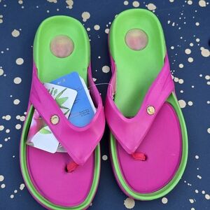 Hawaiian Jellys Vibrant Pink and Green Sandals Sz 6